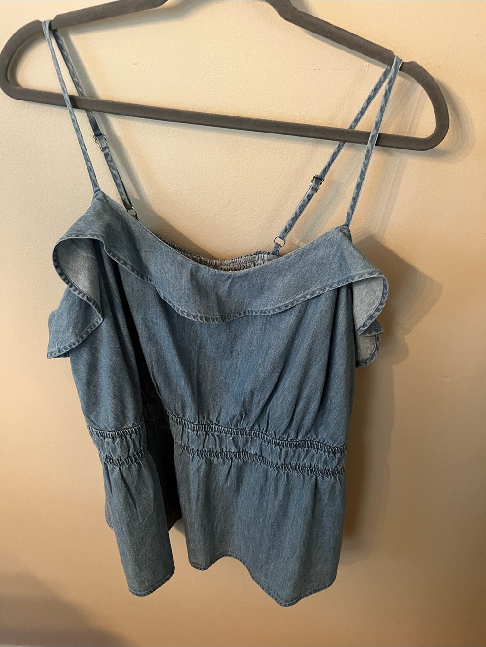 Lane Bryant Denim Blue Ruffle Spaghetti-Strap Camisole 16